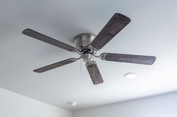 Ceiling fan with pull chain and wood tone blades